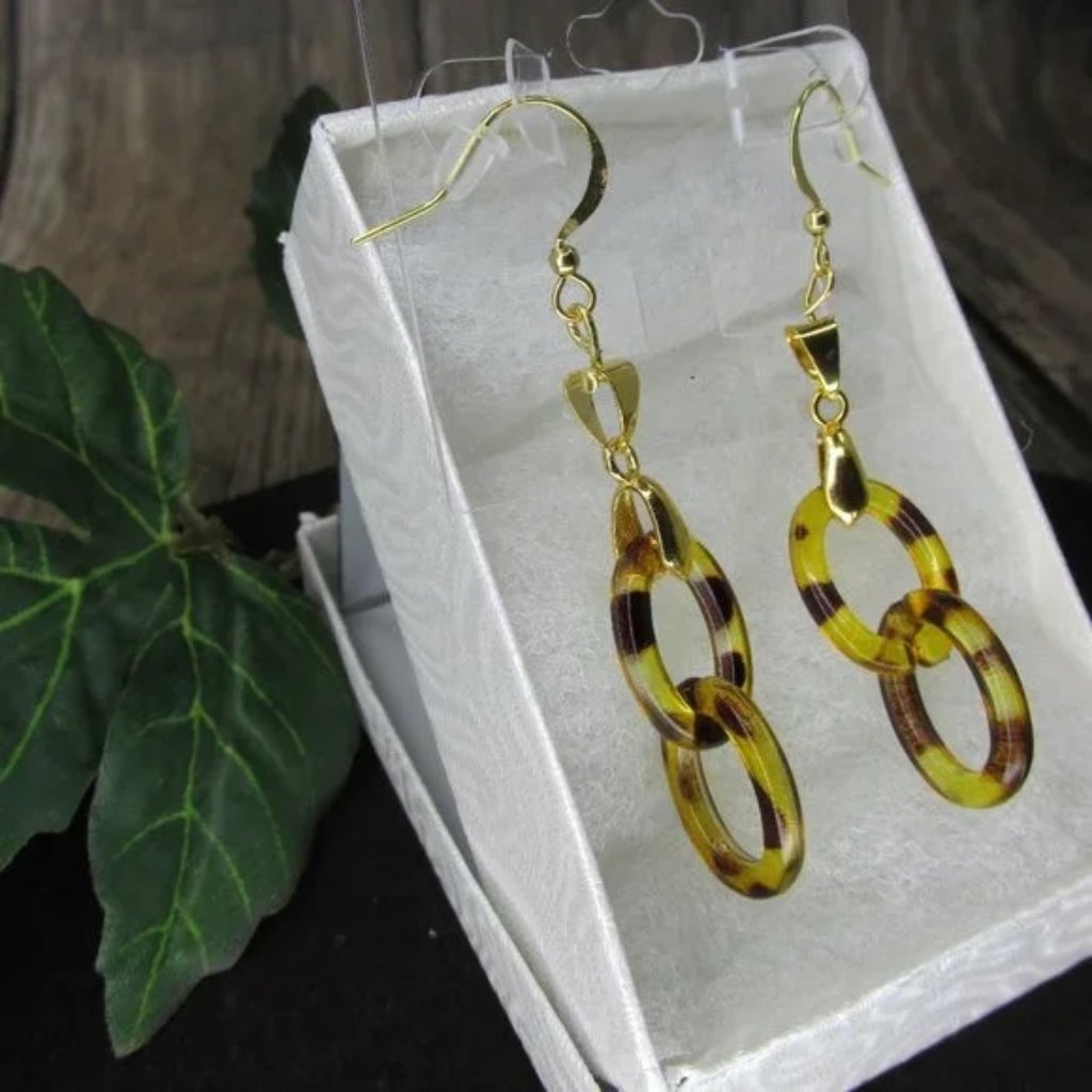 Gold Plated Twin Resin Earrings